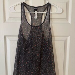 Victoria’s Secret Athletic Black and Pink Patterned mesh Tank Top.